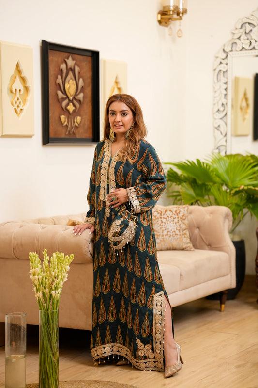 Peacock Print Kaftan