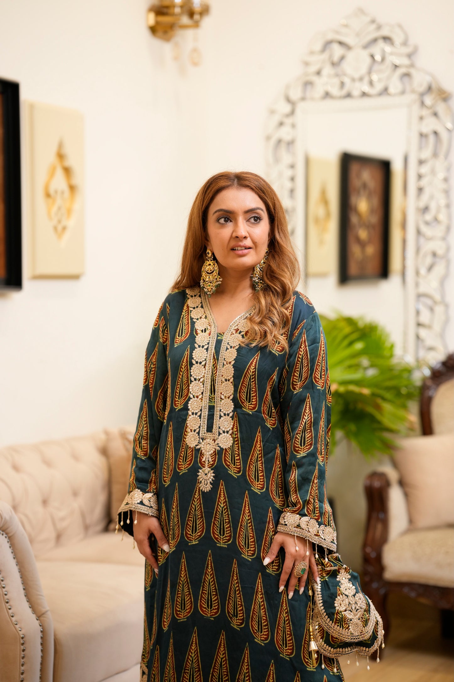 Peacock Print Kaftan