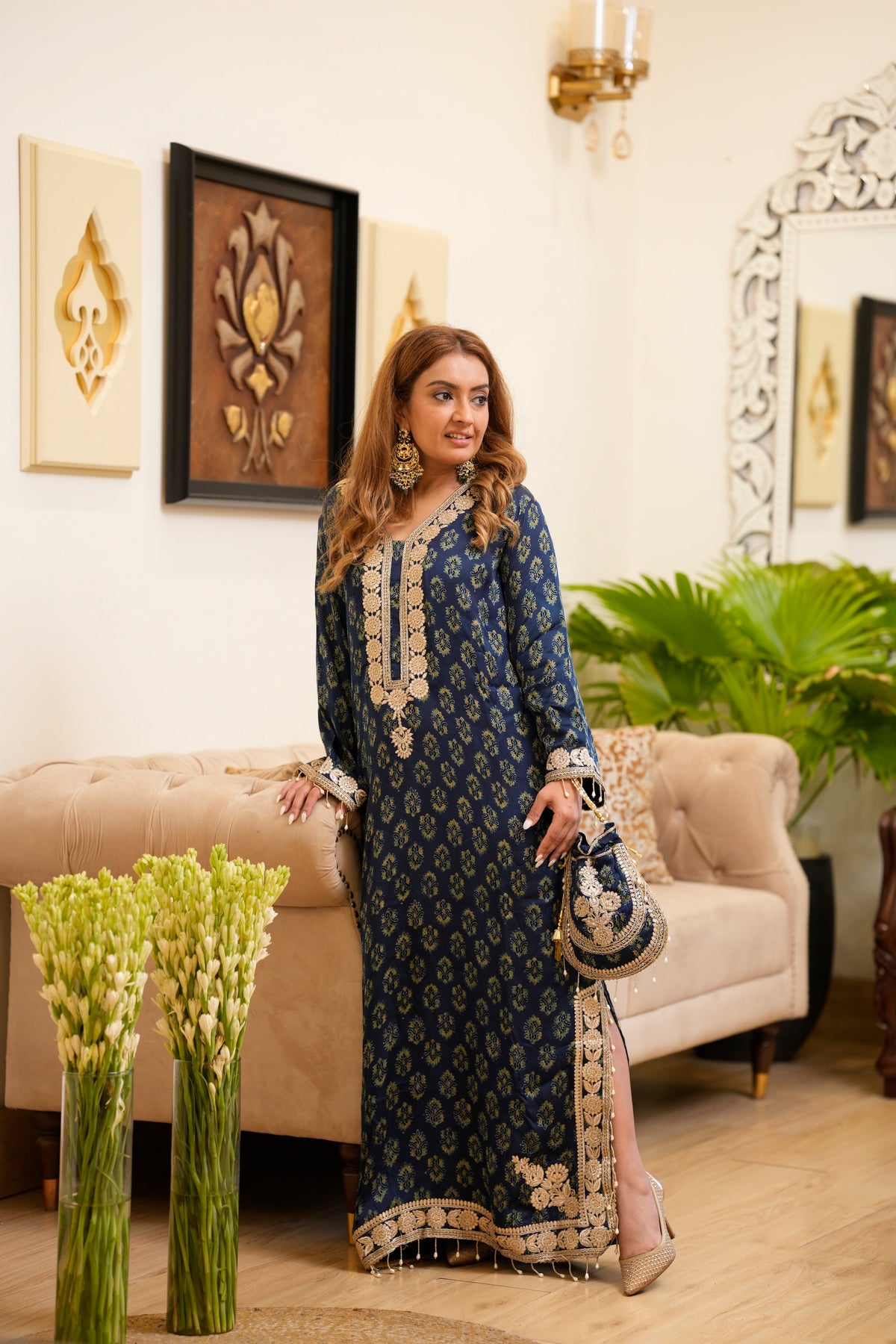 Blue Motif Kaftan