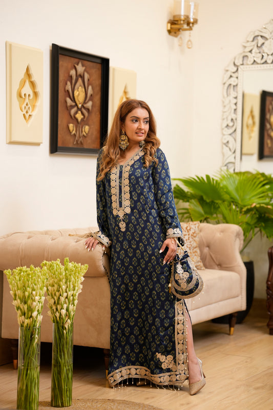 Blue Motif Kaftan