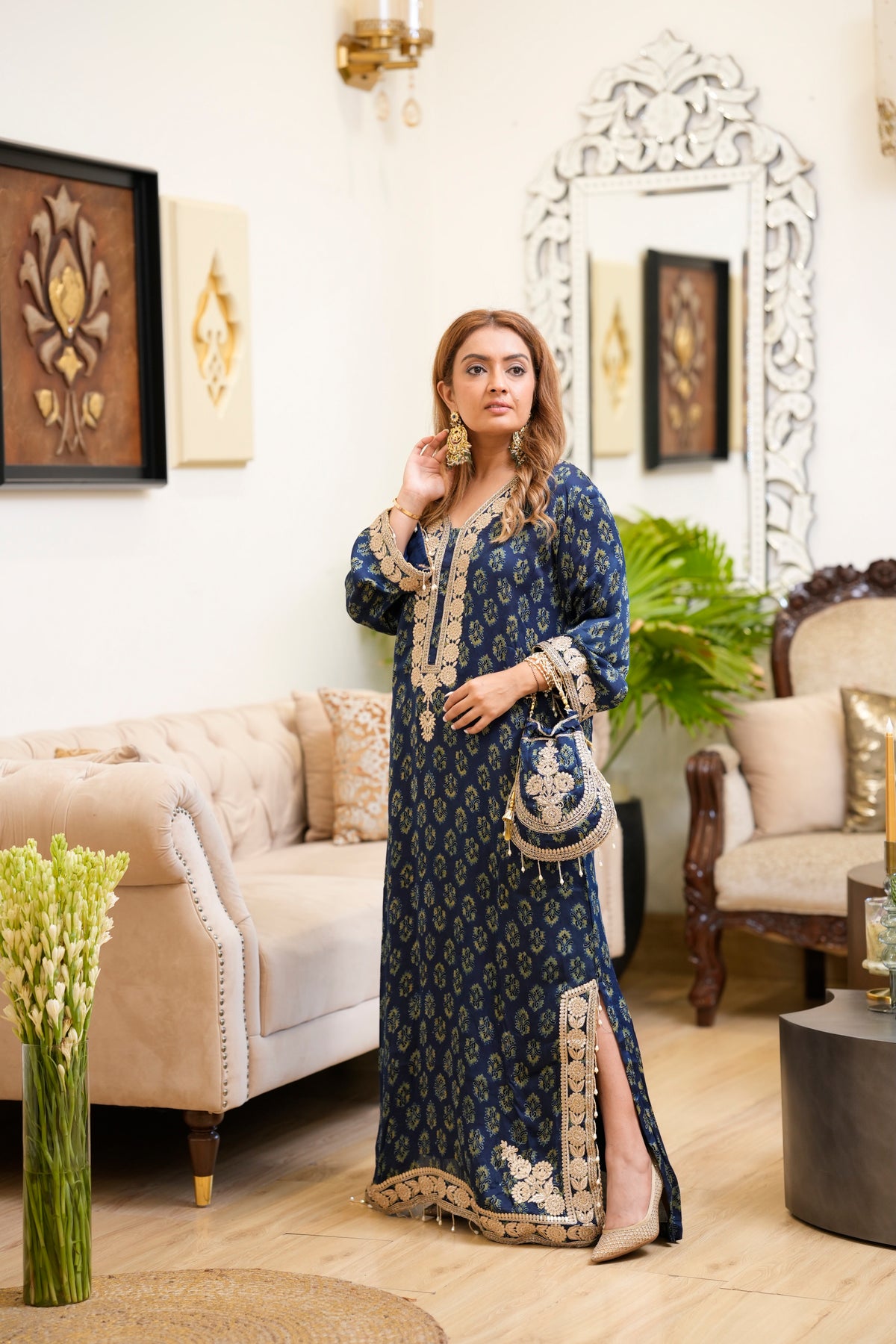 Blue Motif Kaftan