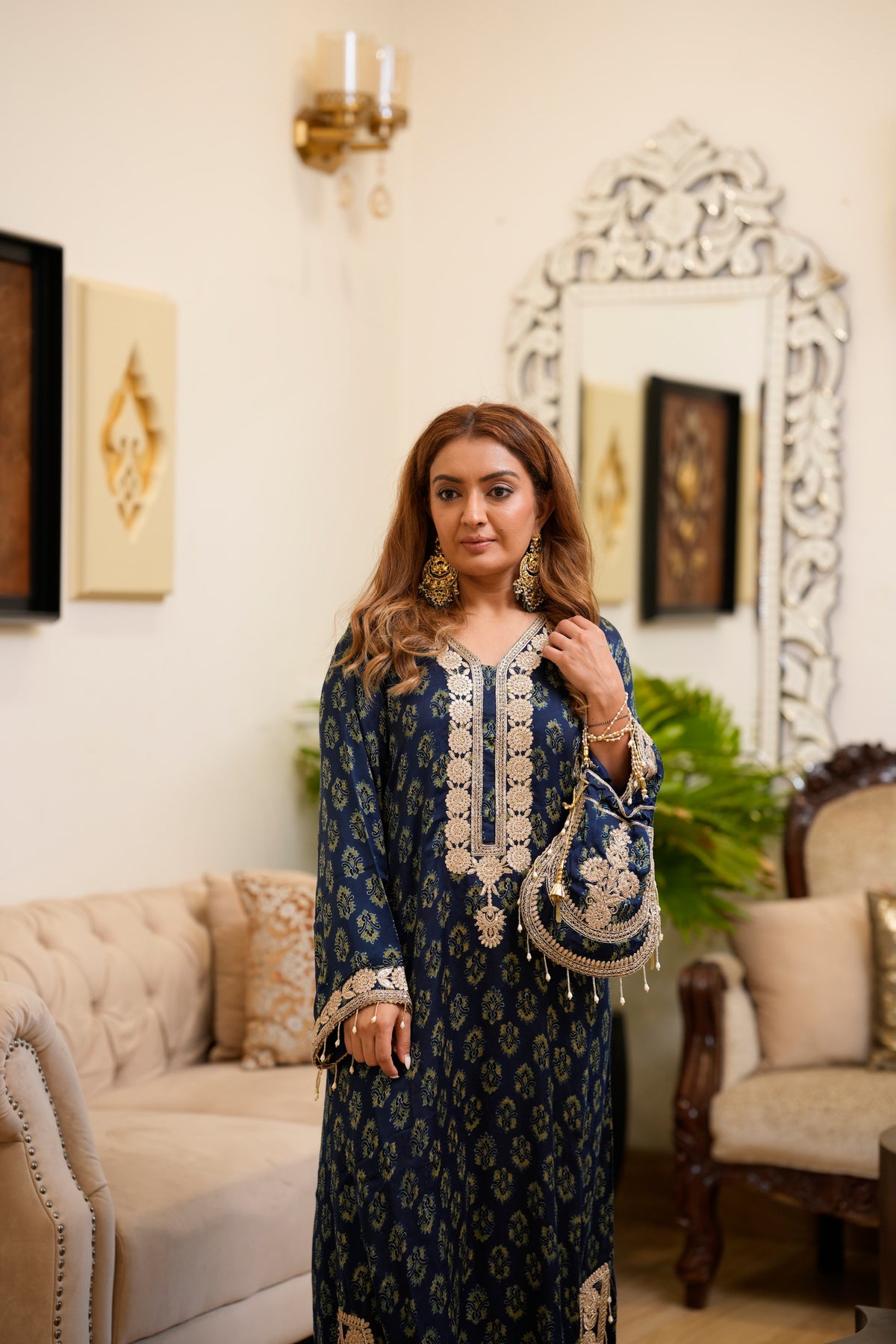 Blue Motif Kaftan